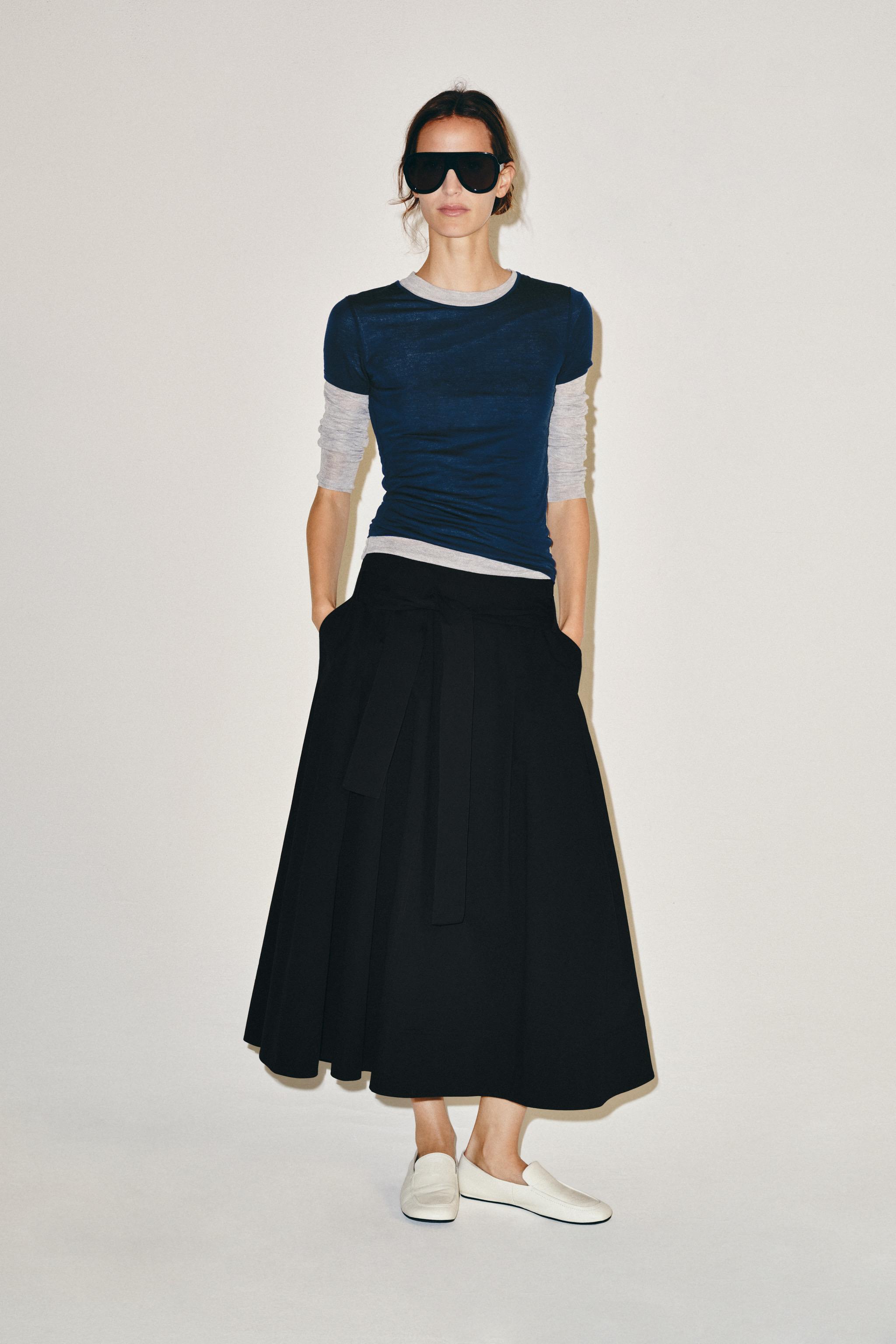 ZW COLLECTION BELTED MIDI SKIRT